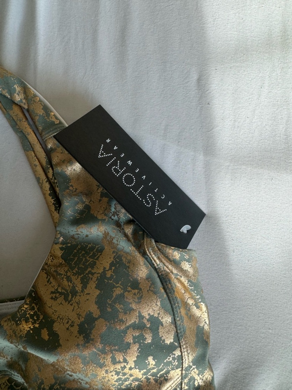 ASTORIA Activewear Green and Gold Metallic Sports Bra